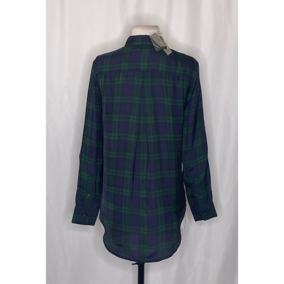 NWT!! J. CREW Drapey Button-Up Shirt Black Watch Tartan Plaid XXS XX-Small - Picture 10 of 15